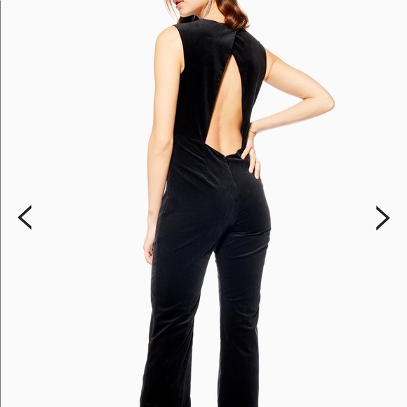 TopShop Plunging Neckline Velvet Jumpsuit - Picture 4 of 4